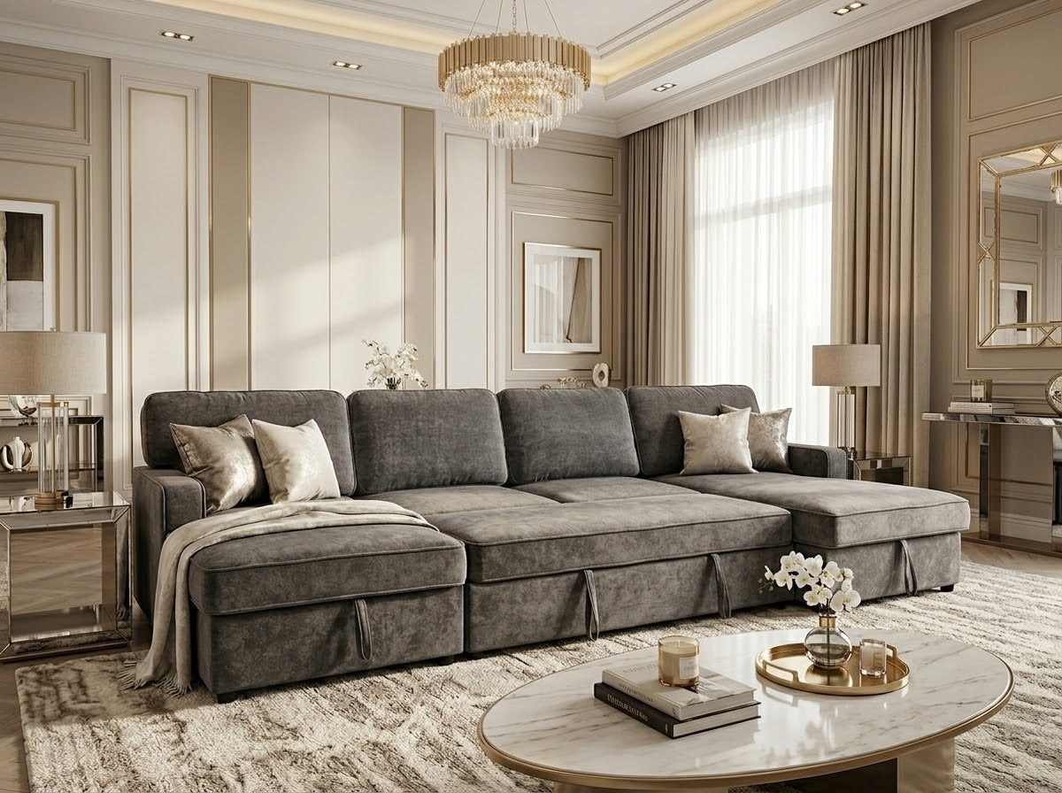 Rovello U-Shape Double Storage Sofa Bed