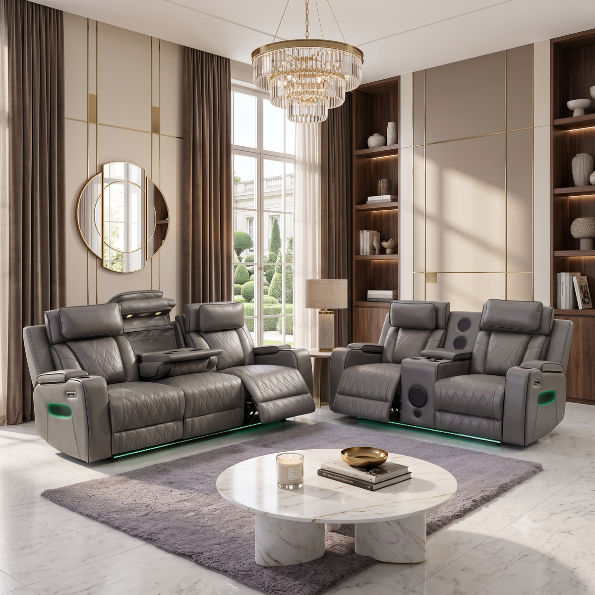 Valentino 3 + 2 Seater Premium Leather Smart Recliner