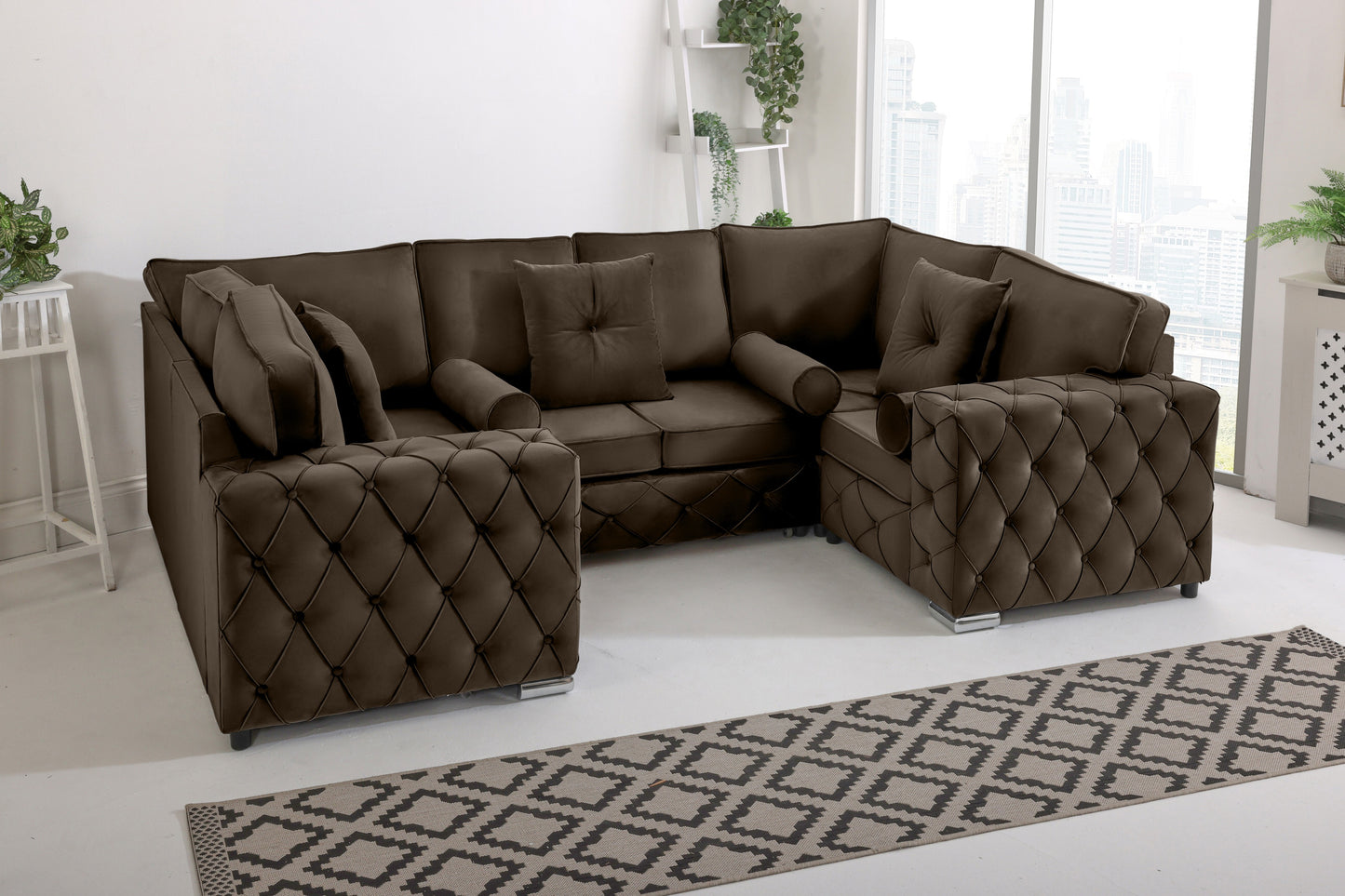 Milton U Shape Sofa Fullback - Plush Velvet