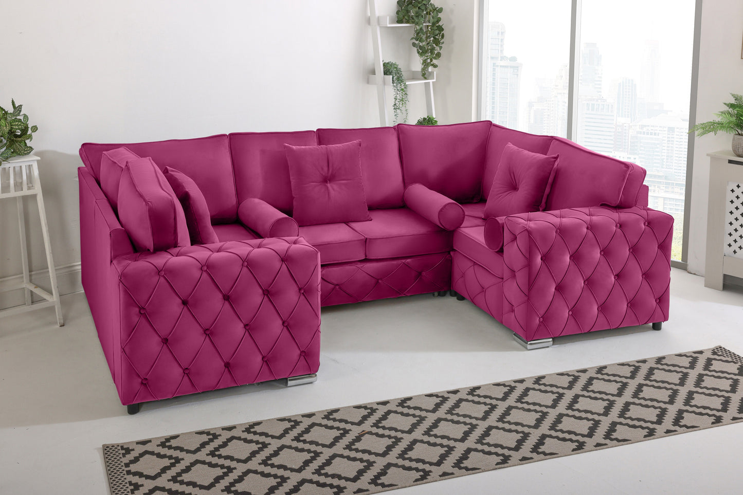 Milton U Shape Sofa Fullback - Plush Velvet