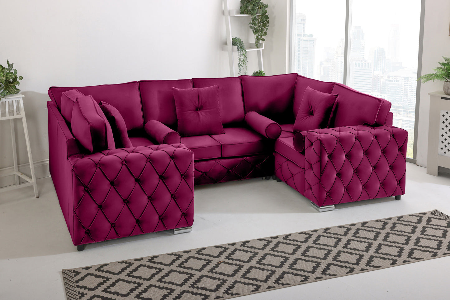Milton U Shape Sofa Fullback - Plush Velvet