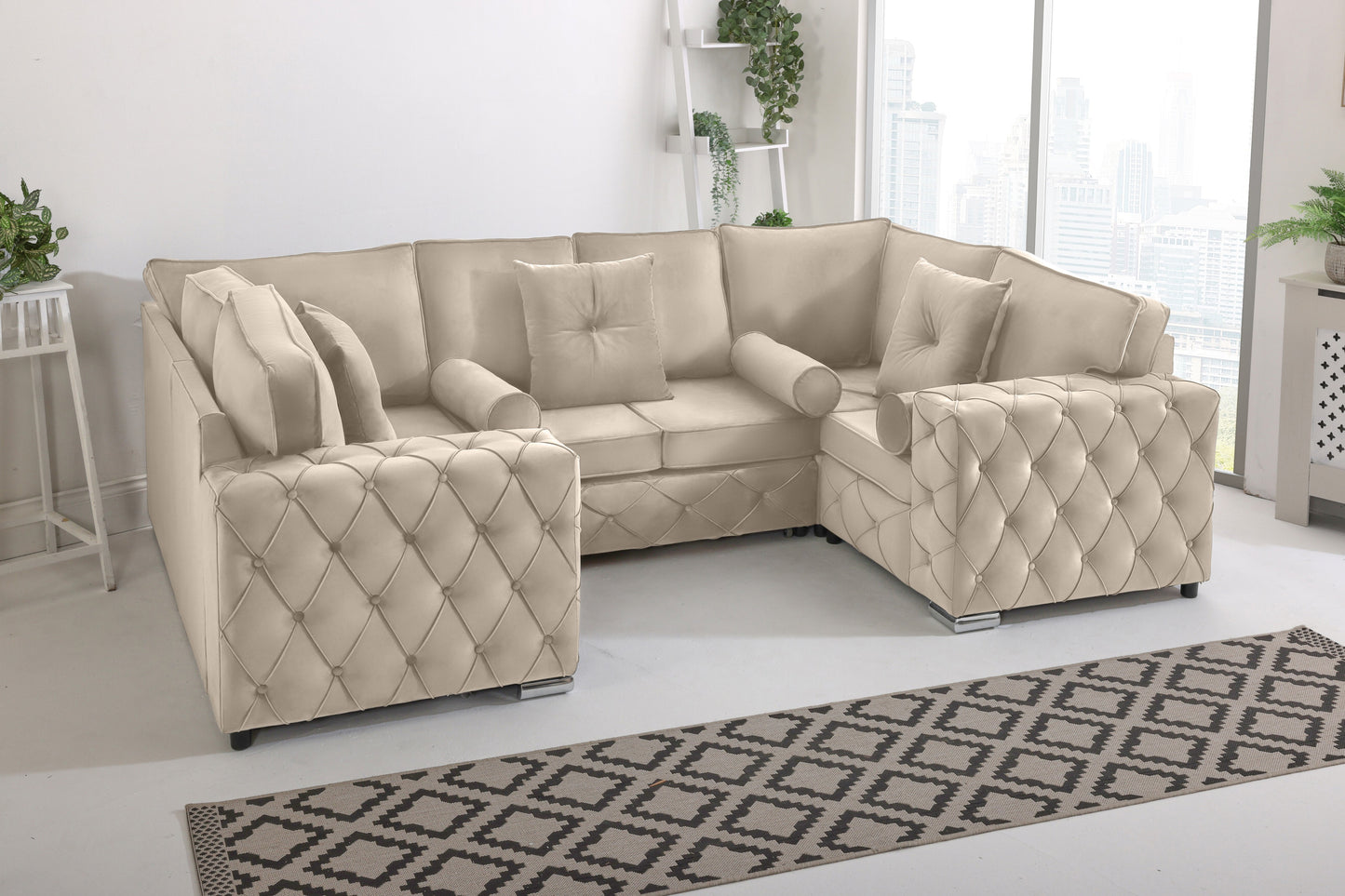 Milton U Shape Sofa Fullback - Plush Velvet