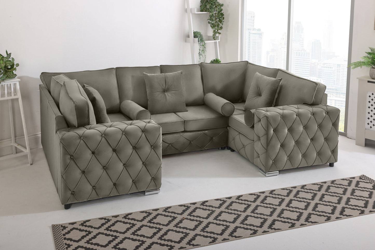 Milton U Shape Sofa Fullback - Plush Velvet