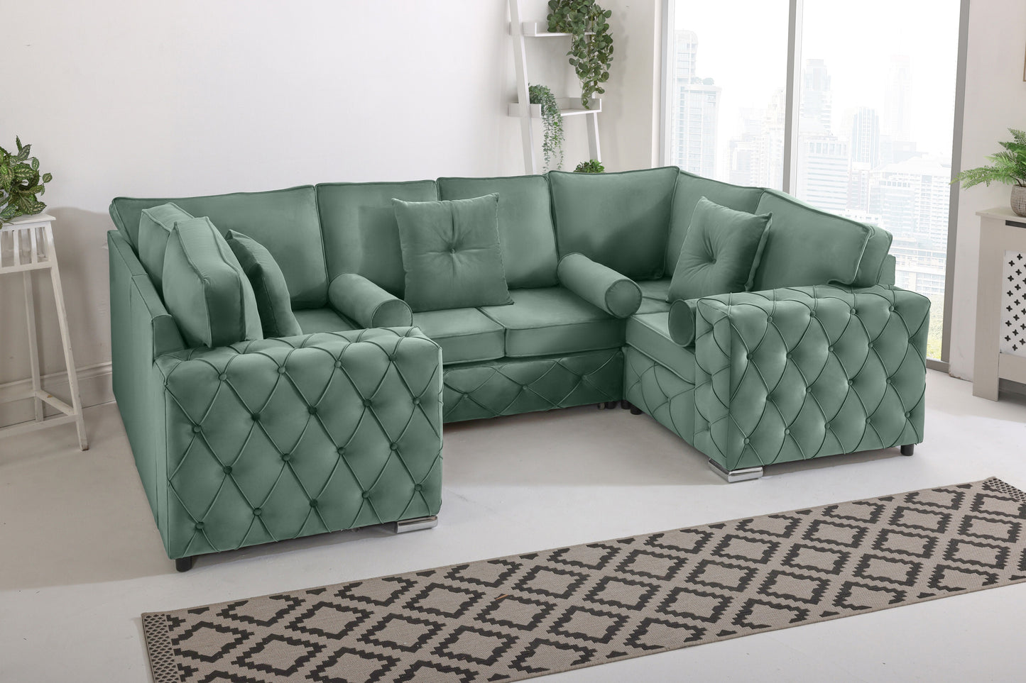 Milton U Shape Sofa Fullback - Plush Velvet
