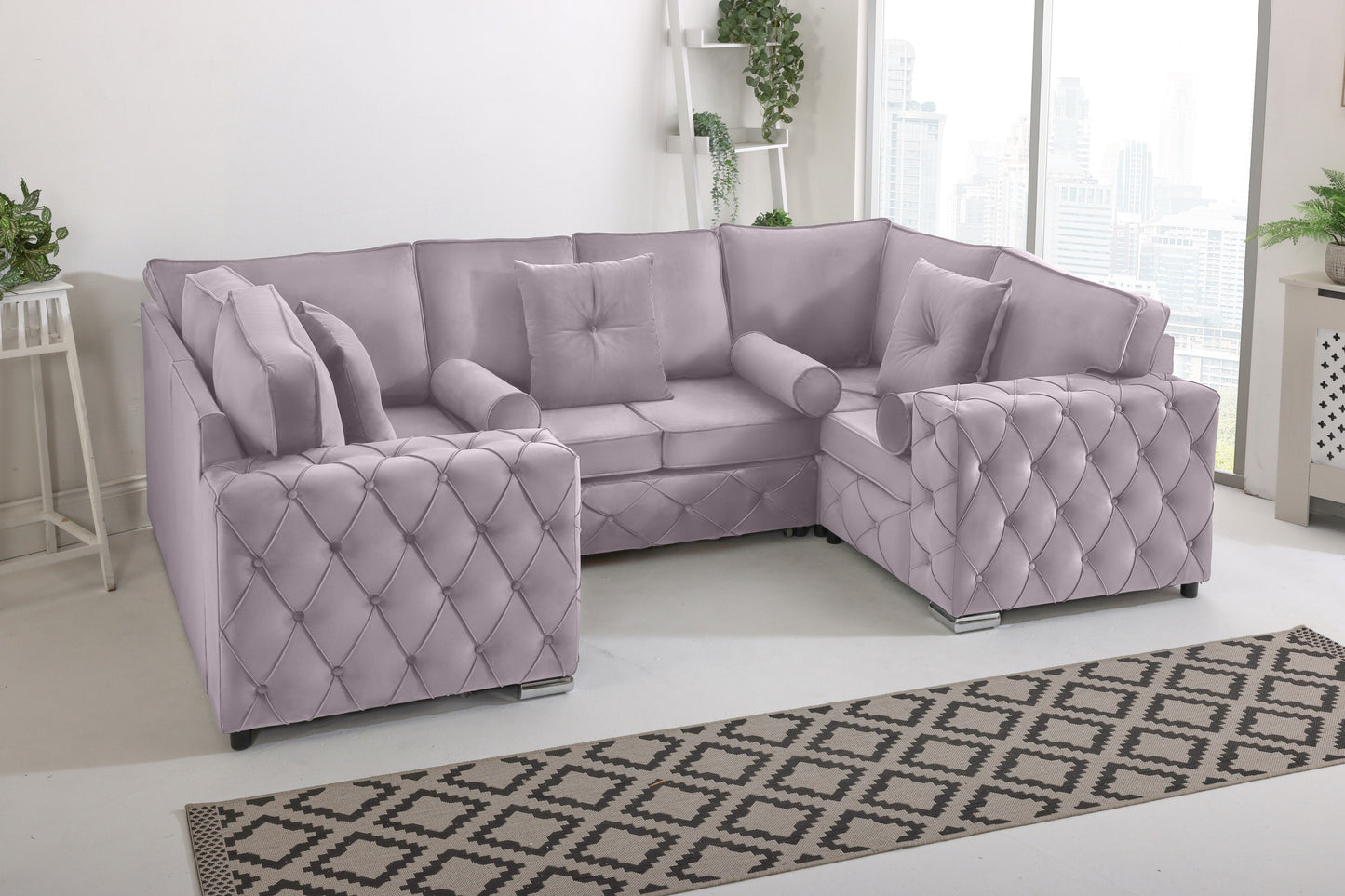 Milton U Shape Sofa Fullback - Plush Velvet