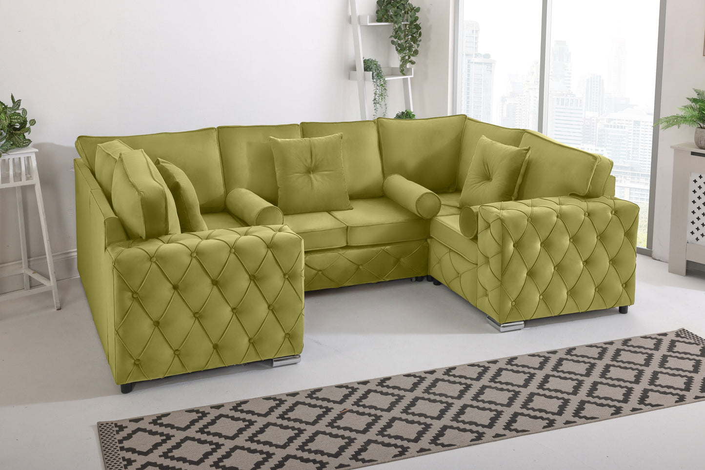 Milton U Shape Sofa Fullback - Plush Velvet