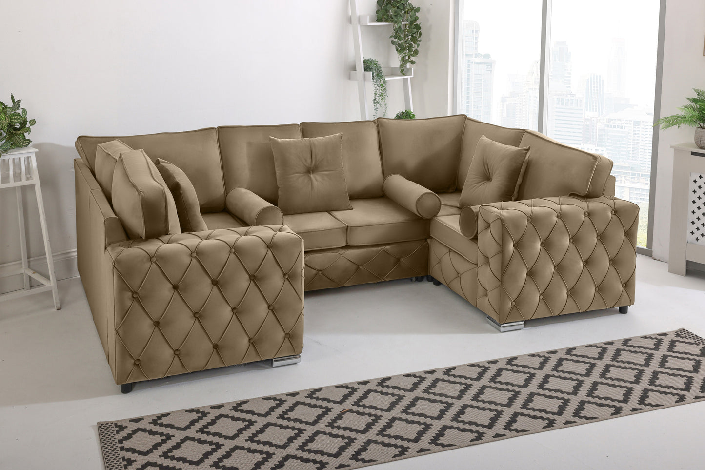 Milton U Shape Sofa Fullback - Plush Velvet