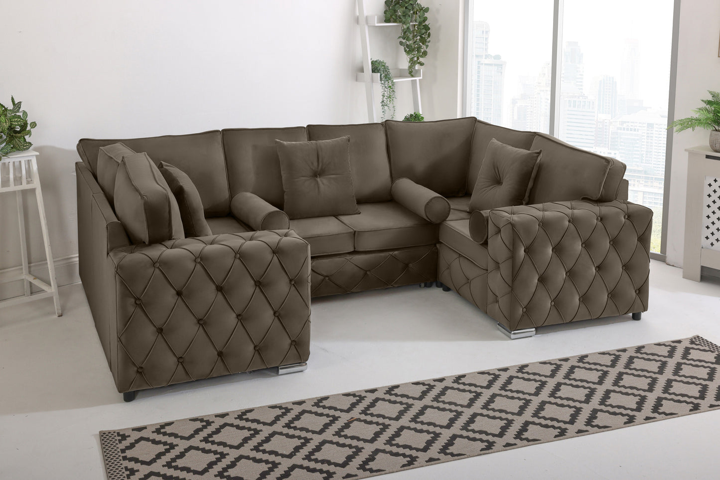 Milton U Shape Sofa Fullback - Plush Velvet