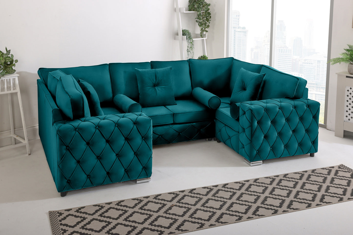 Milton U Shape Sofa Fullback - Plush Velvet