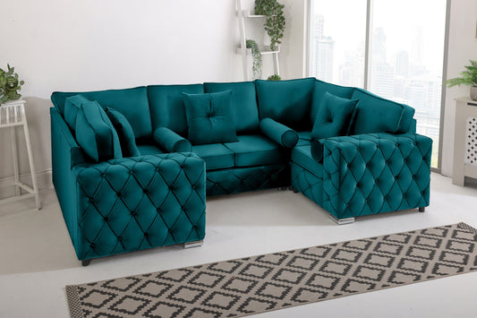 Sikara U Shape 6 Seater - Plush Velvet Fullback