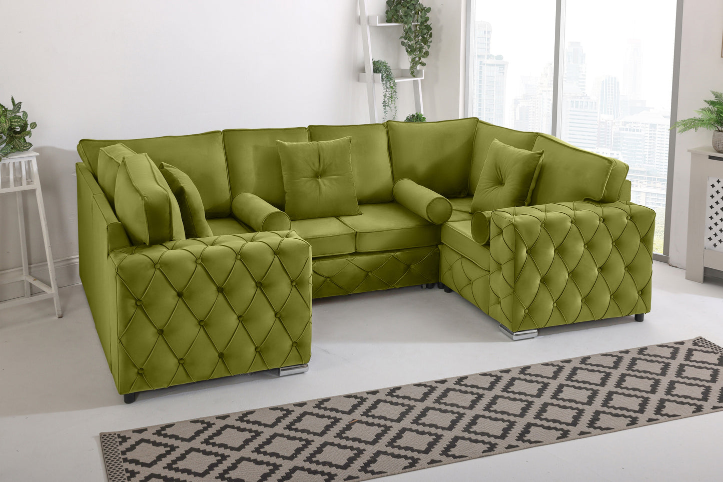 Milton U Shape Sofa Fullback - Plush Velvet