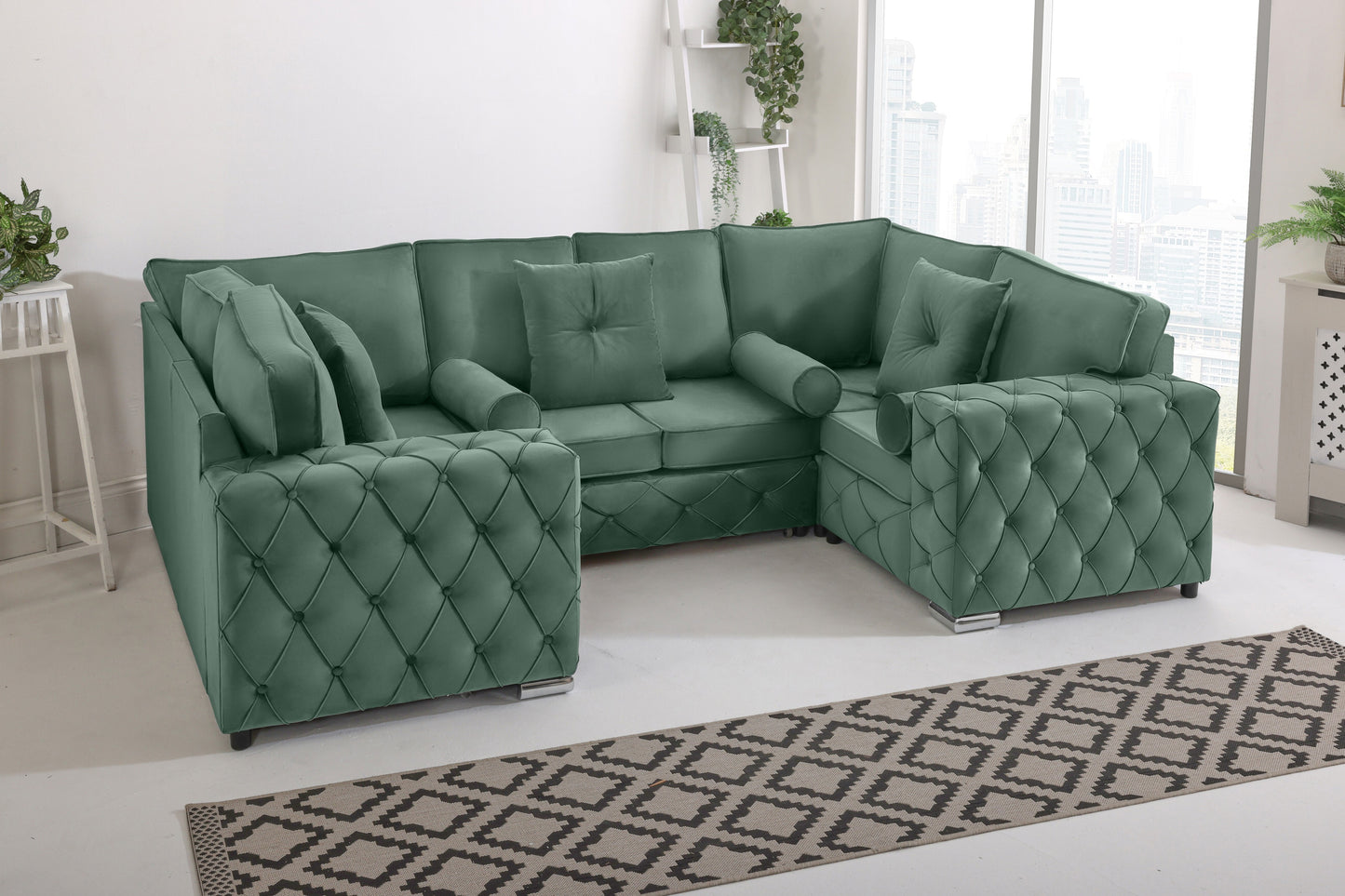 Milton U Shape Sofa Fullback - Plush Velvet