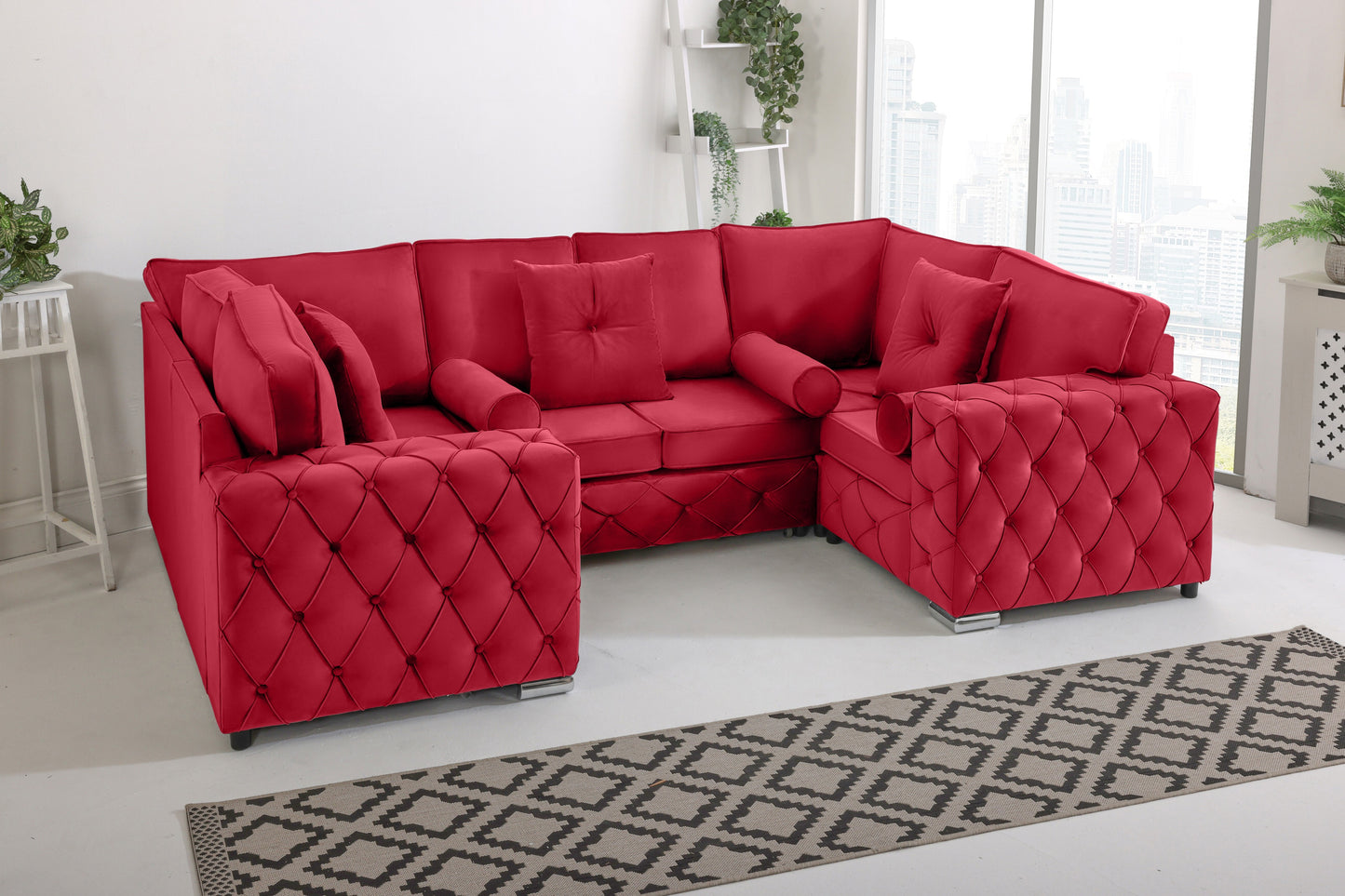 Milton U Shape Sofa Fullback - Plush Velvet