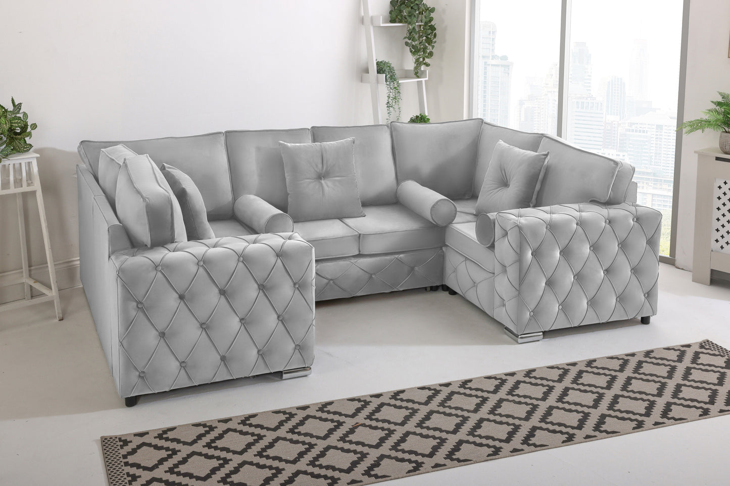 Milton U Shape Sofa Fullback - Plush Velvet