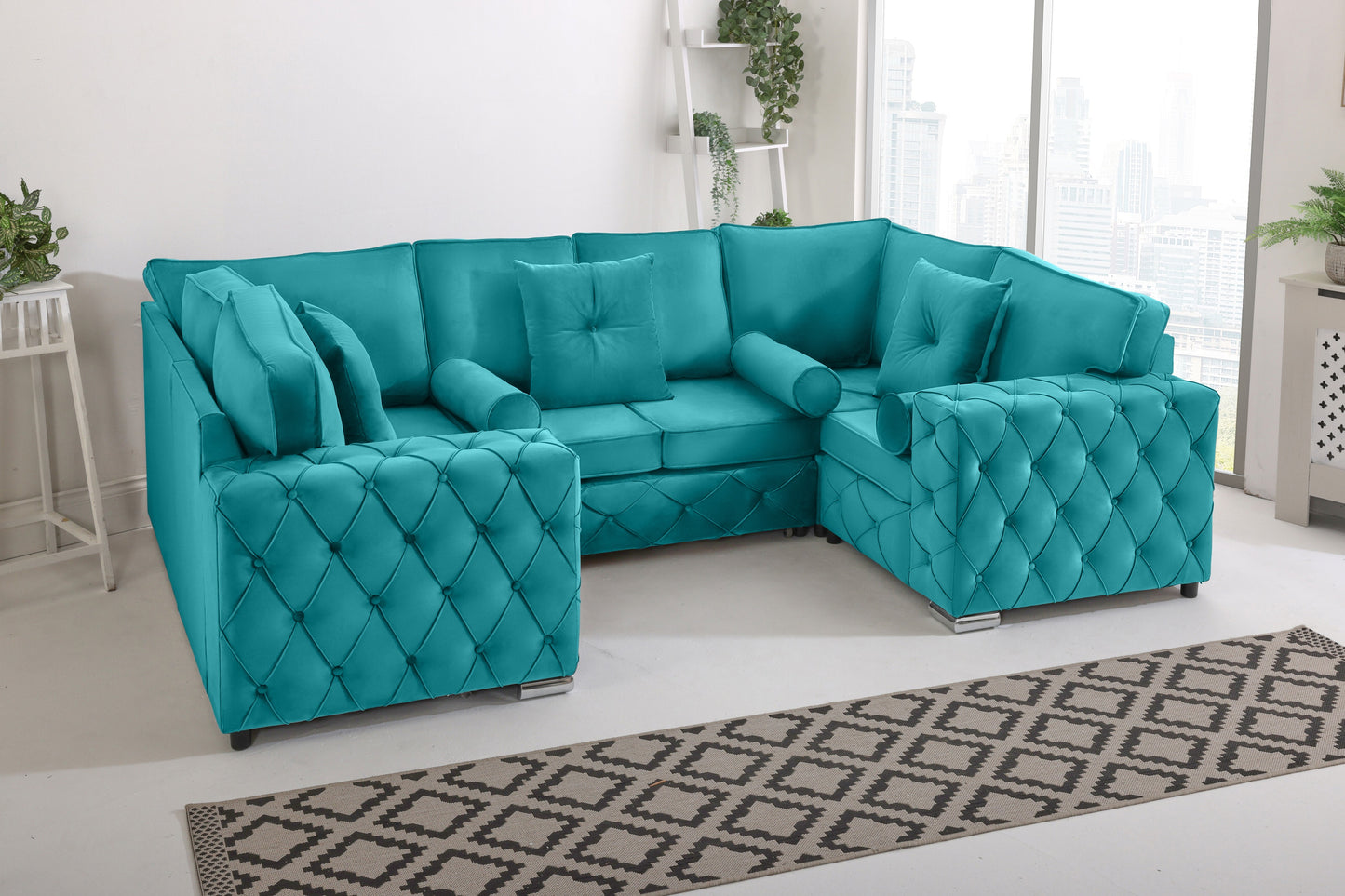Milton U Shape Sofa Fullback - Plush Velvet