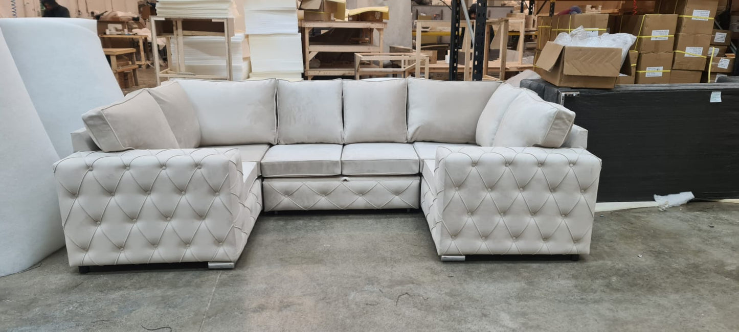 Milton U Shape Sofa Bed - Cream Fullback - Sofa Empire UK