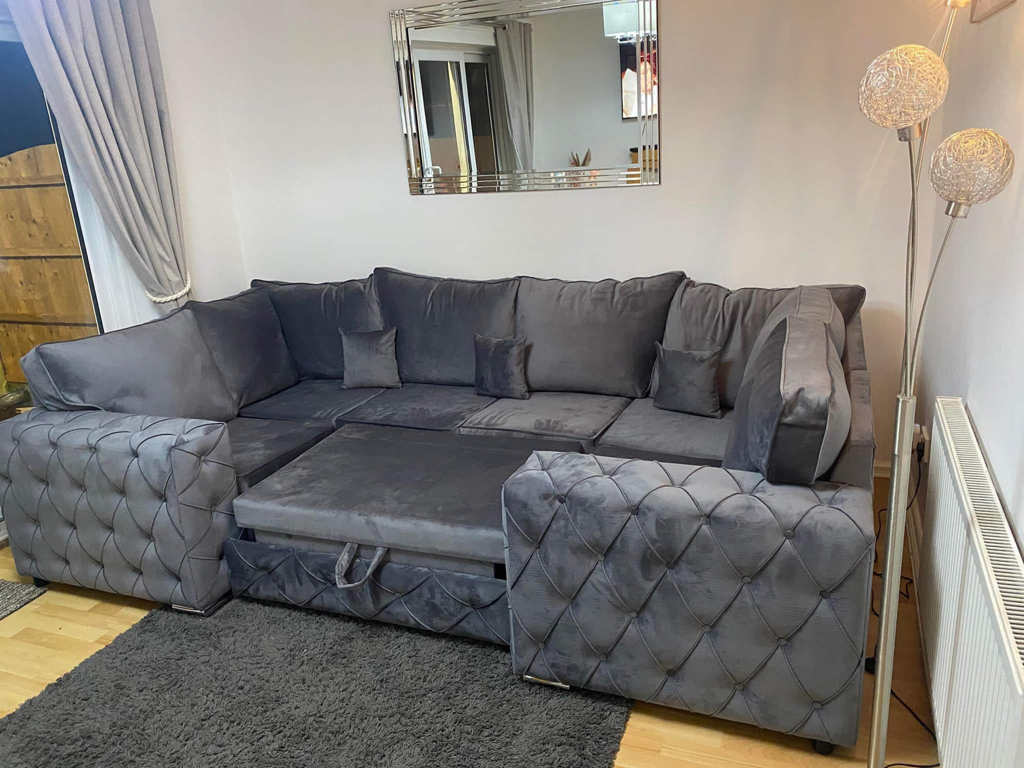 Milton U Shape Sofa Bed - Cream Fullback - Sofa Empire UK