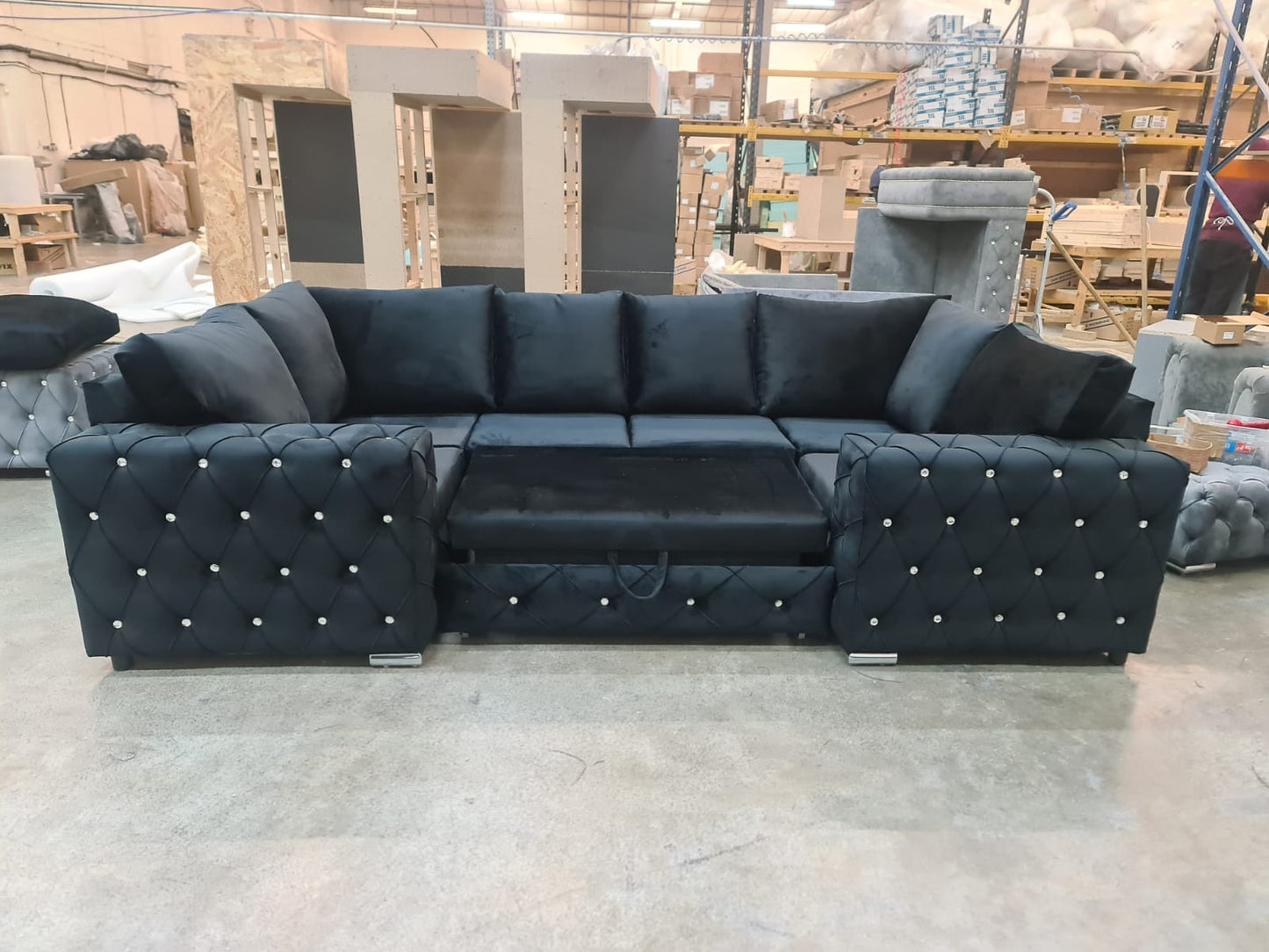 Milton U Shape Sofa Bed - Cream Fullback - Sofa Empire UK