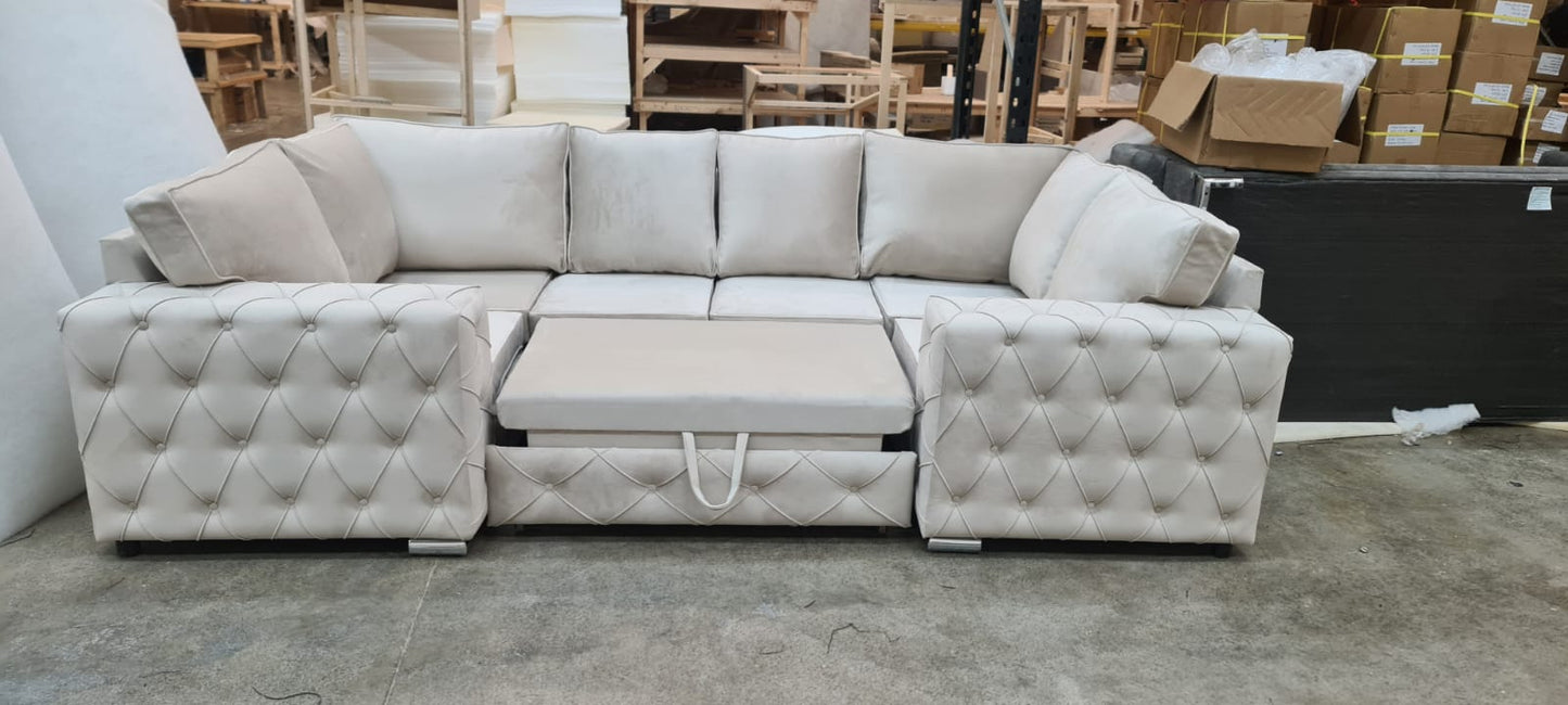 Milton U Shape Sofa Bed - Cream Fullback - Sofa Empire UK