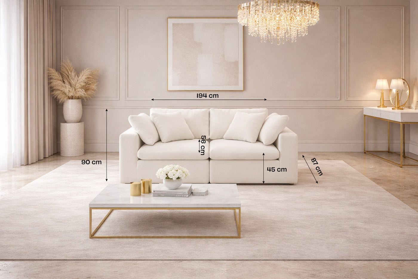 Mayfair Large 2 Seater Sofa - Modular dimensions