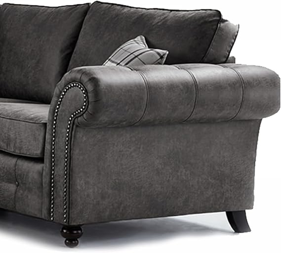 Hugo Black Bonded Leather 3 Seater Sofa