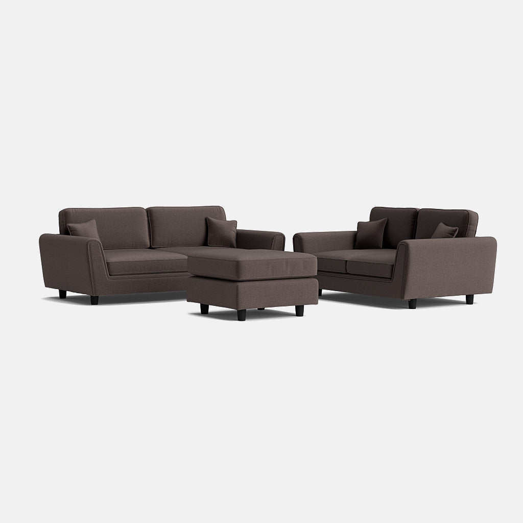 Ascot Highback 3 Seater & 2 Seater & Footstool Set