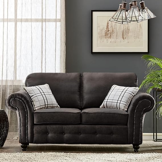 Hugo Black Bonded Leather 2 Seater Sofa