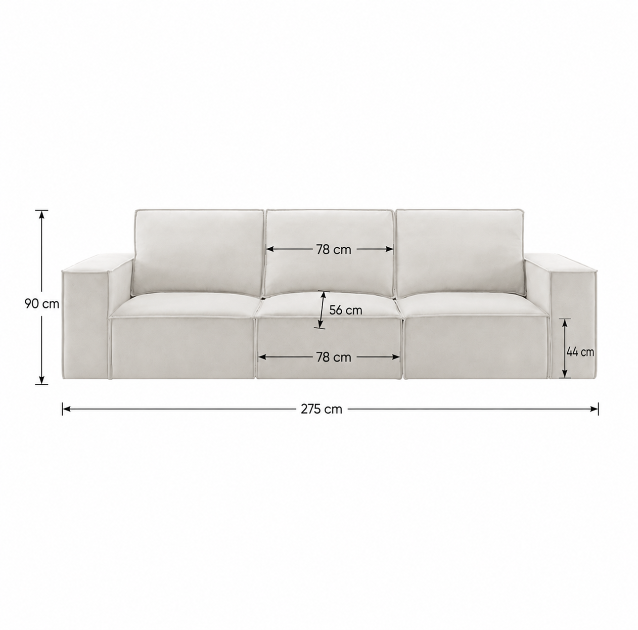 New England Modular 3 Seater Sofa dimensions