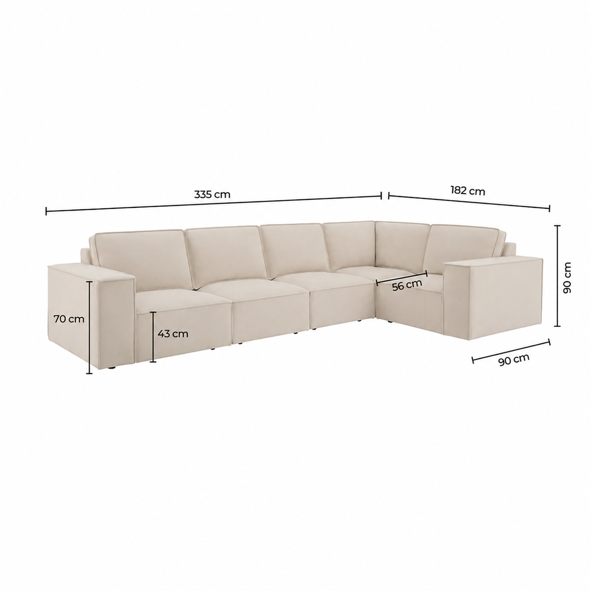 Brooklyn Modular Large Right Hand L-Shape Sofa