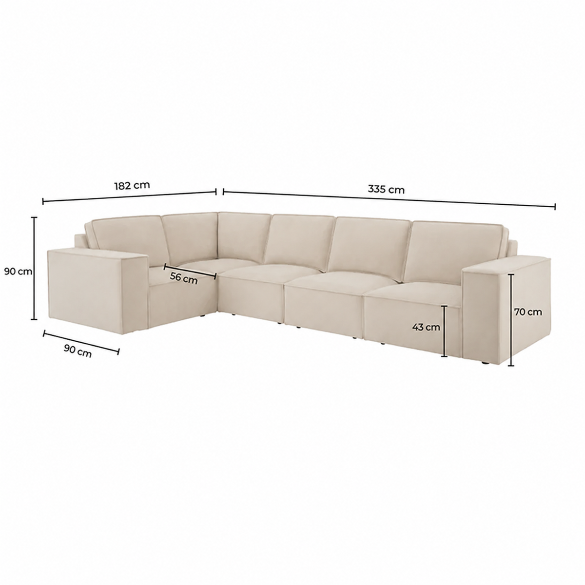 Brooklyn Modular Small Left Hand L-Shape Sofa