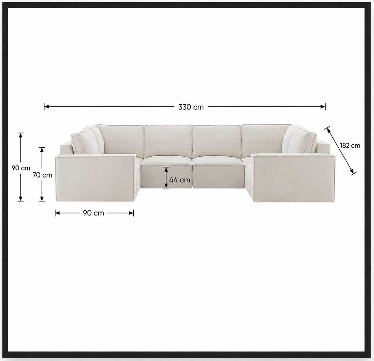 New England Modular U-Shape Sofa dimensions