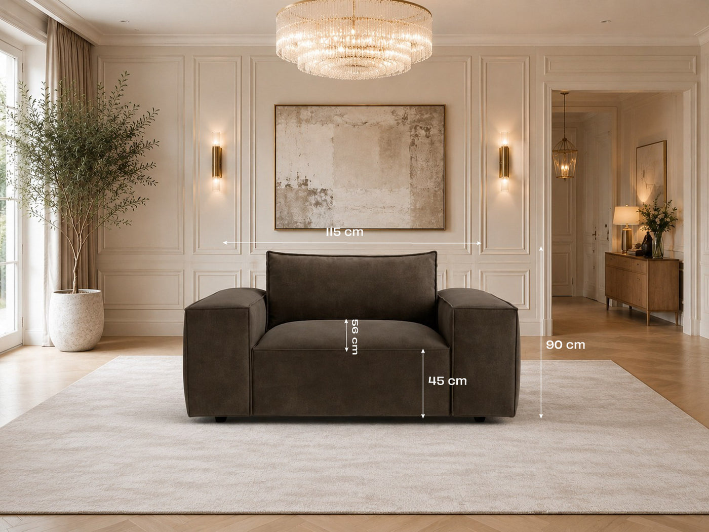 Chester Luxe Love Seat - Modular dimensions