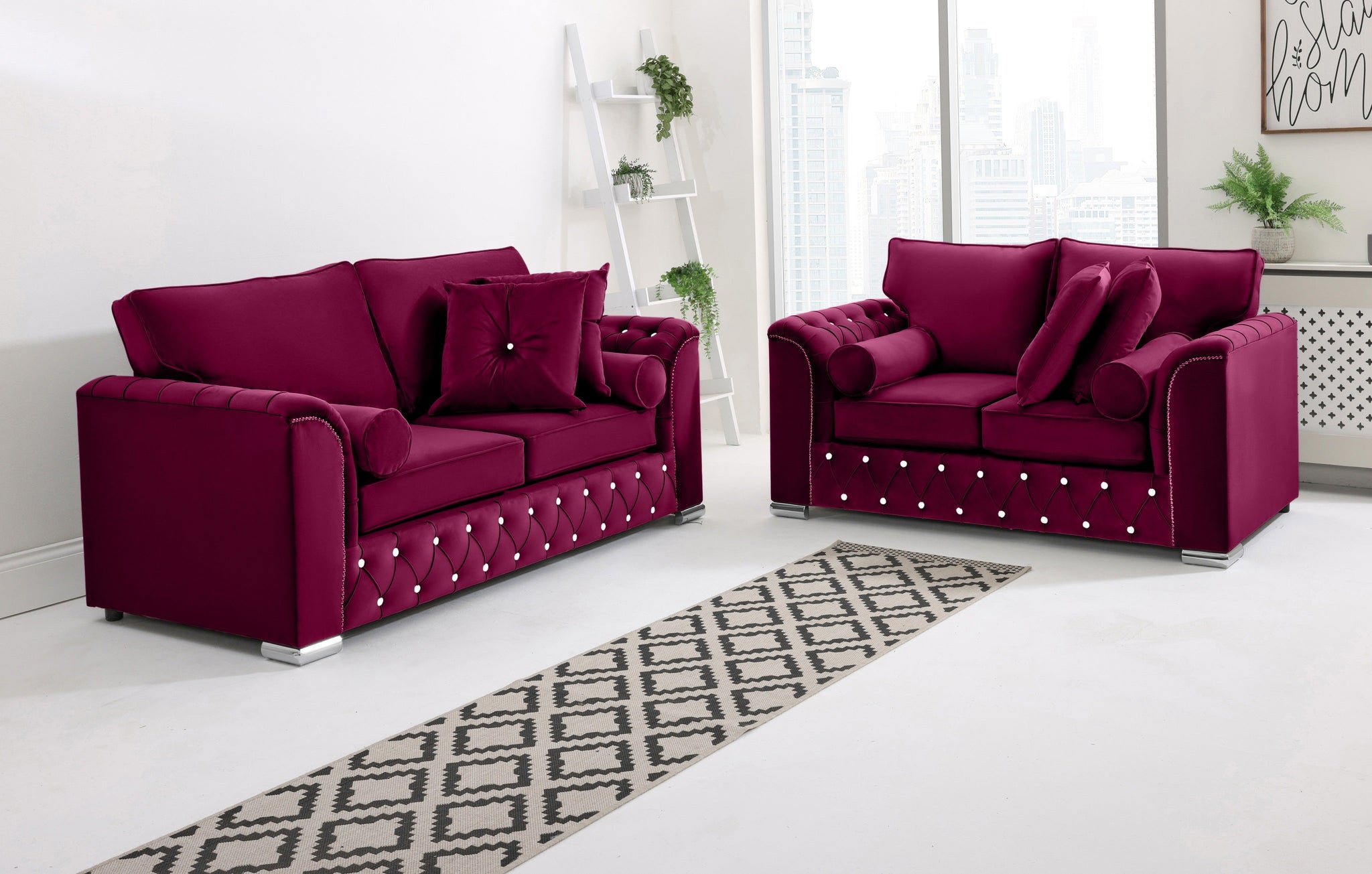 Serene 3+2 Fullback + Extra Cushions + Diamonds