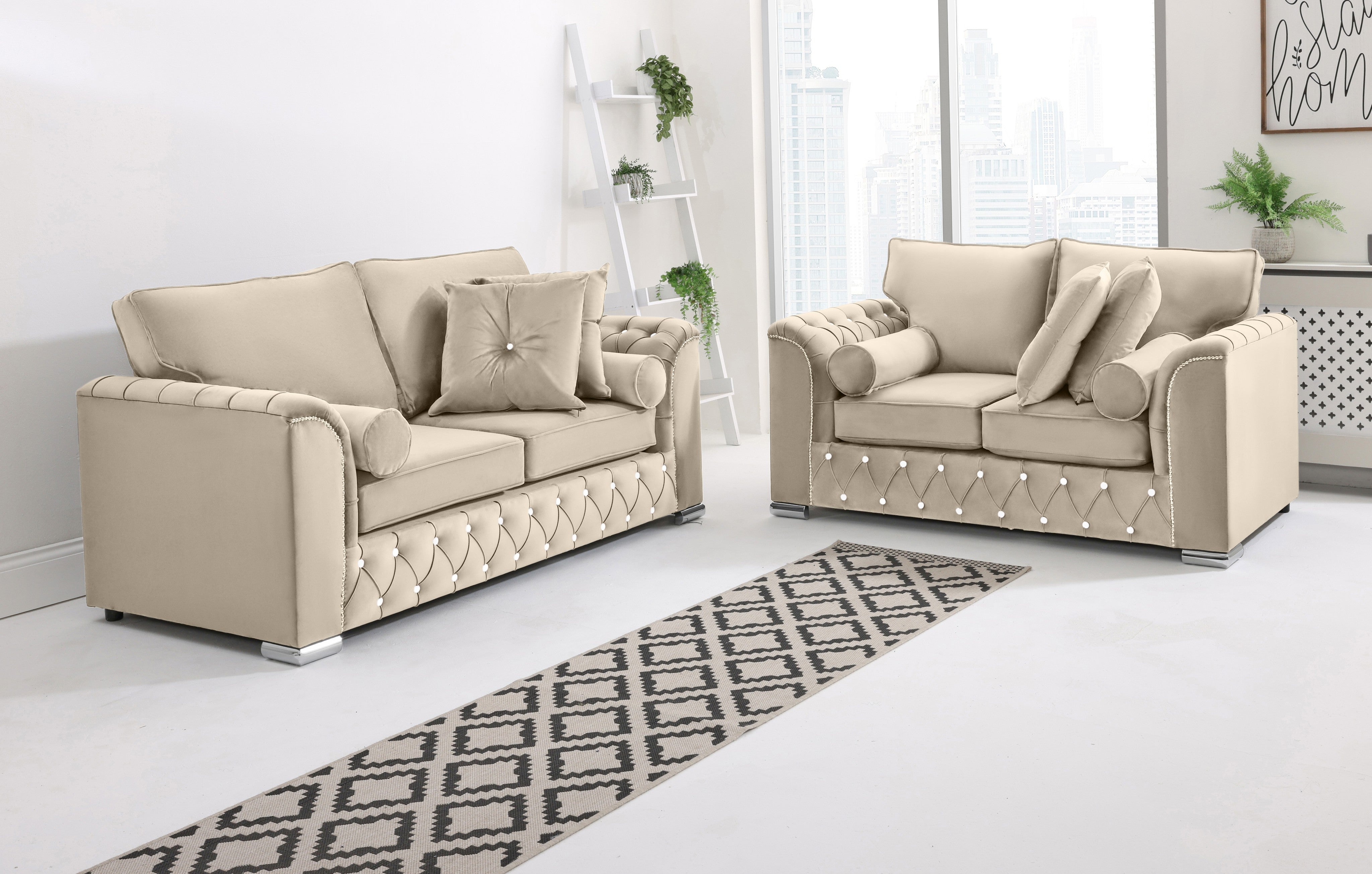 Serene 3+2 Fullback + Extra Cushions + Diamonds