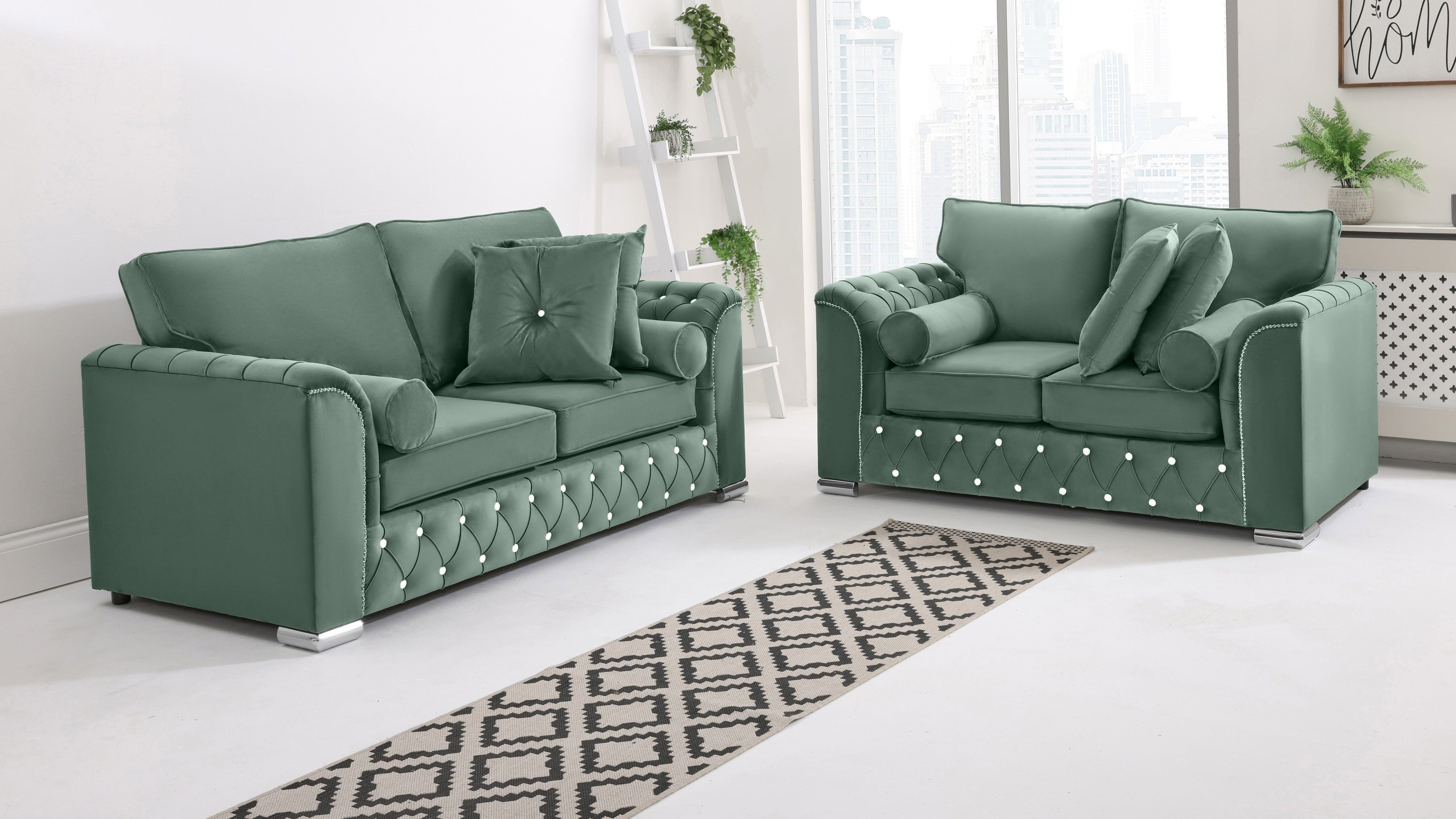Serene 3+2 Fullback + Extra Cushions + Diamonds