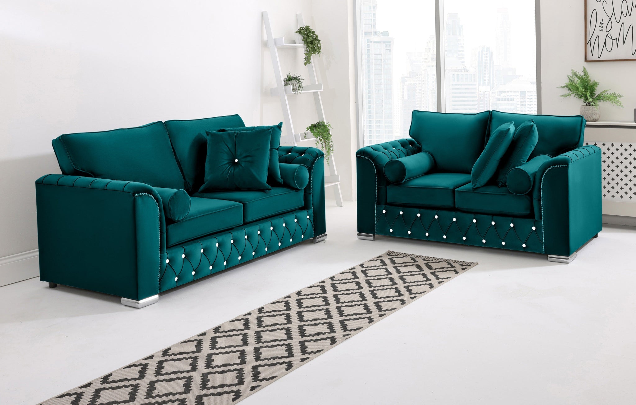Serene 3+2 Fullback + Extra Cushions + Diamonds