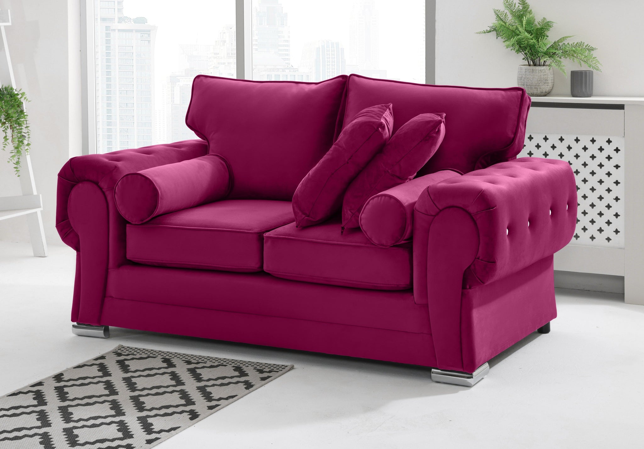 Victoria Plush 3+2 Fullback + Extra Cushions + Diamonds