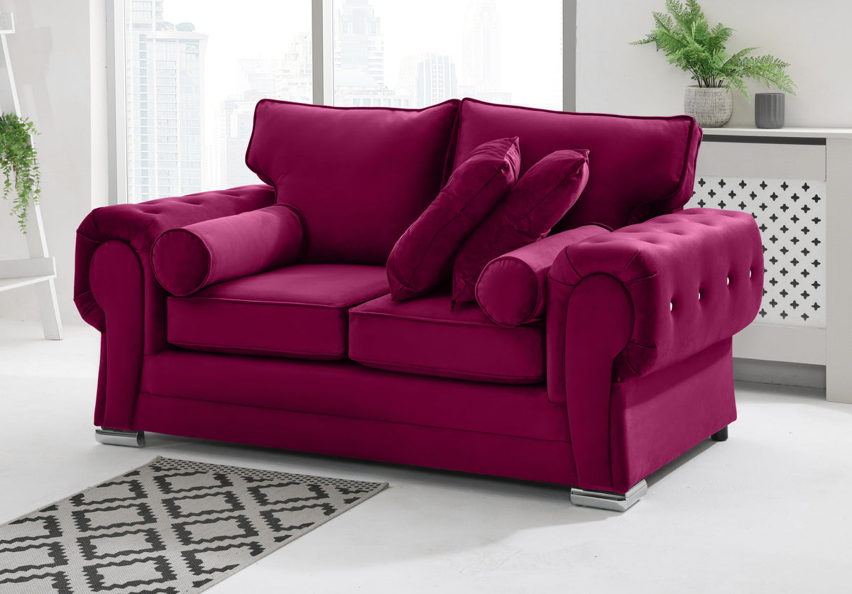 Victoria Plush 3+2 Fullback + Extra Cushions + Diamonds