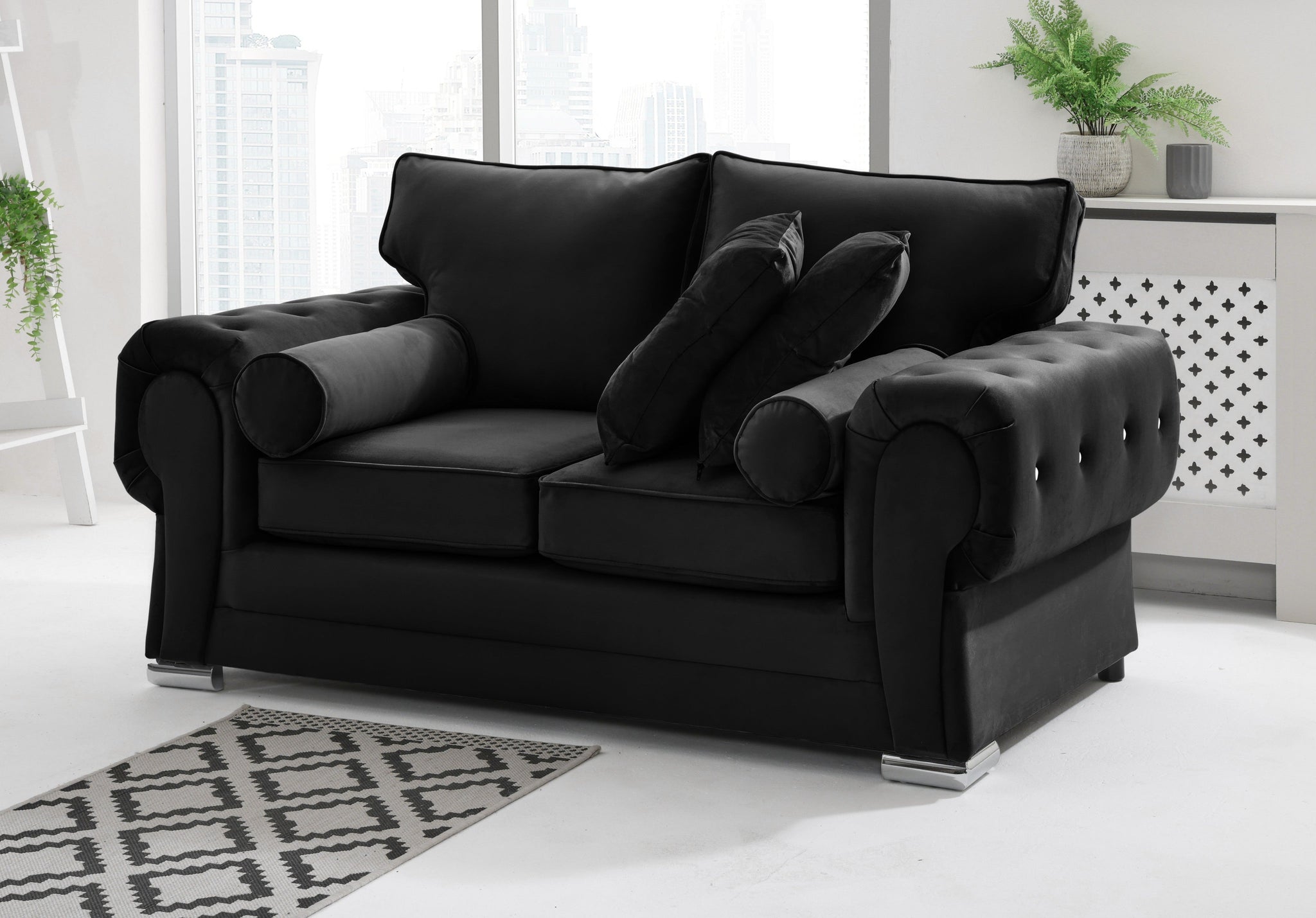 Victoria Plush 3+2 Fullback + Extra Cushions + Diamonds