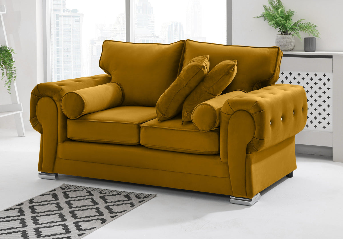 Victoria Plush 3+2 Fullback + Extra Cushions + Diamonds