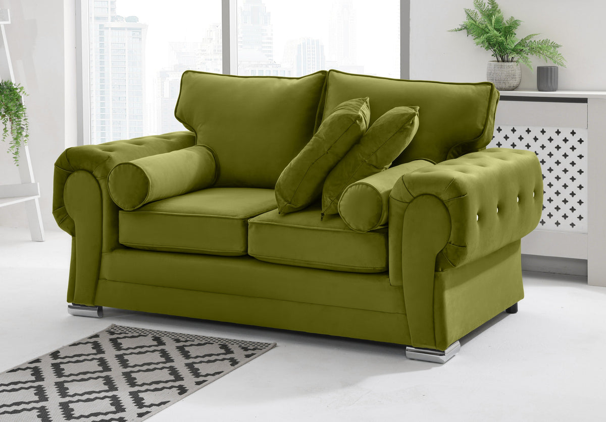 Victoria Plush 3+2 Fullback + Extra Cushions + Diamonds