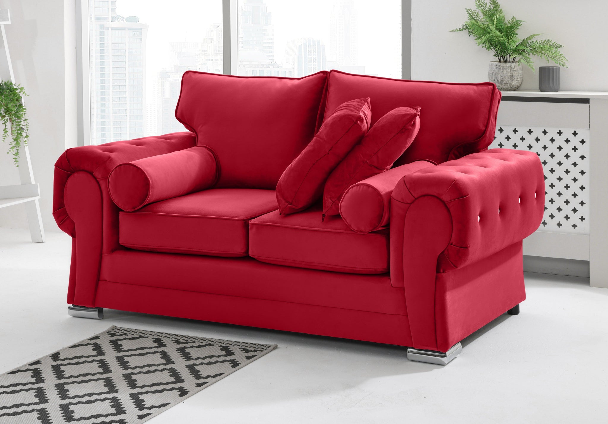 Victoria Plush 3+2 Fullback + Extra Cushions + Diamonds