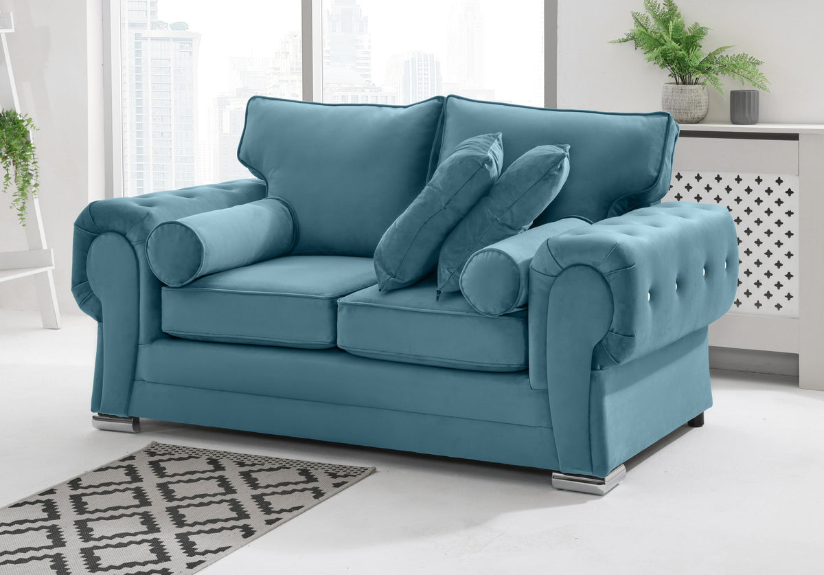 Victoria Plush 3+2 Fullback + Extra Cushions + Diamonds