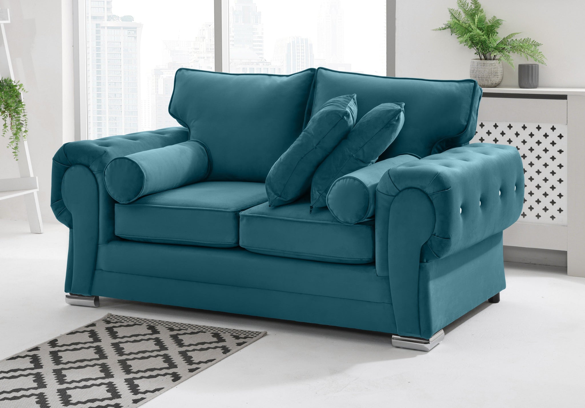 Victoria Plush 3+2 Fullback + Extra Cushions + Diamonds