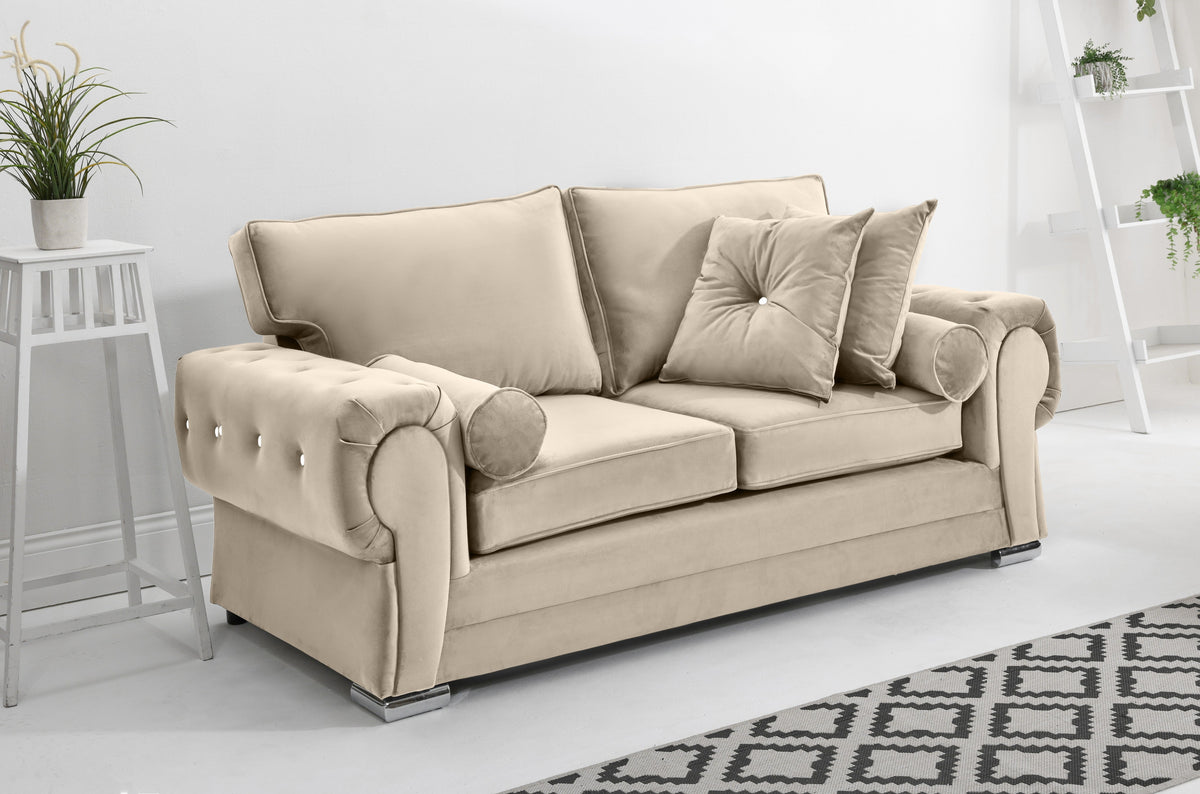 Victoria Plush 3+2 Fullback + Extra Cushions + Diamonds
