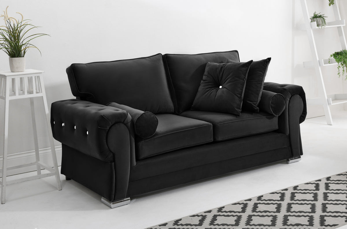 Victoria Plush 3+2 Fullback + Extra Cushions + Diamonds