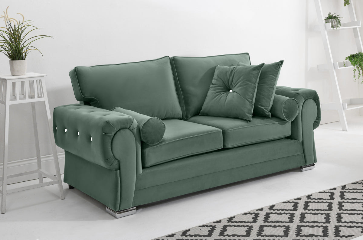 Victoria Plush 3+2 Fullback + Extra Cushions + Diamonds