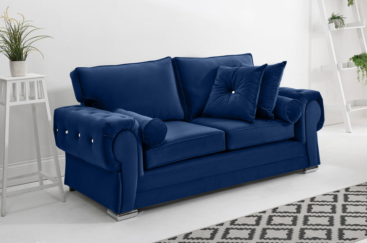 Victoria Plush 3+2 Fullback + Extra Cushions + Diamonds