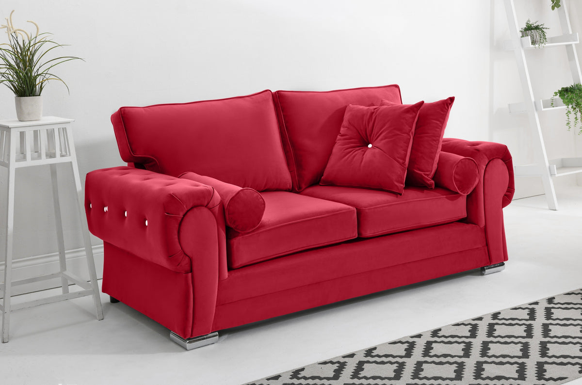 Victoria Plush 3+2 Fullback + Extra Cushions + Diamonds