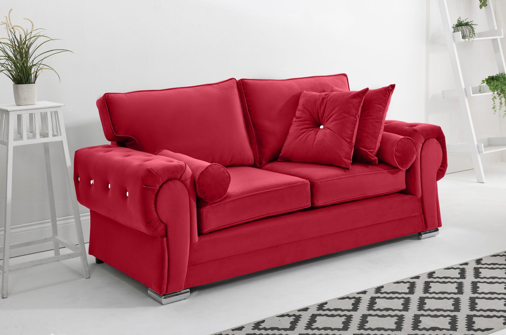Victoria Plush 3+2 Fullback + Extra Cushions + Diamonds
